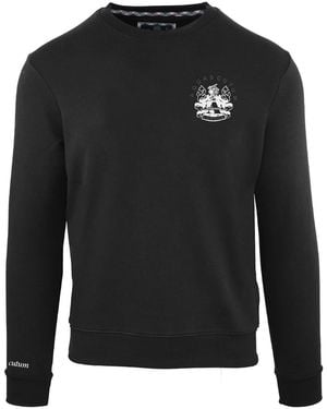 Aquascutum Embroidered Crew Neck Long Sleeve Sweatshirt - Black