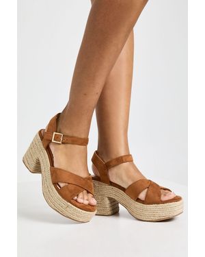 Boohoo Platform Espadrille Cross Over Wedge - Brown