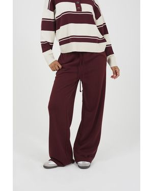 Brave Soul Wide Leg Joggers - Red