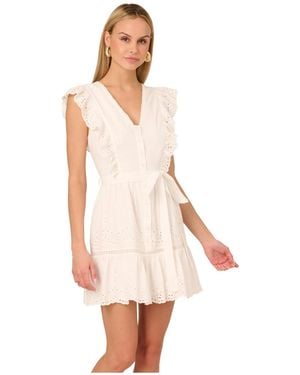 Adrianna Papell Short Eyelet Dress - White