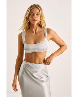 Nasty Gal Satin Panelled Bralet - White