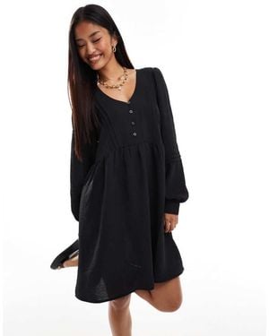 Jdy Pleated Detail Smock Dress - Black