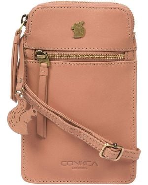 Conkca 'Bambino' Subtle Leather Cross Body Phone Bag - Brown