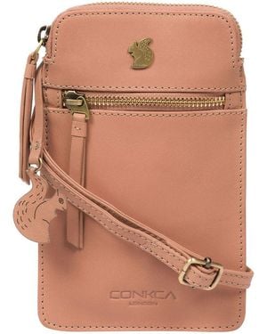 Conkca 'Bambino' Subtle Leather Cross Body Phone Bag - Brown