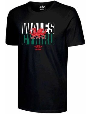 Umbro Wales Dragon Flag T-Shirt Cotton - Black
