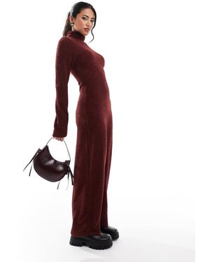 ASOS Supersoft Boucle Roll Neck Maxi Dress - Red