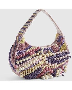 River Island Shoulder Bag Chunky Beaded - White