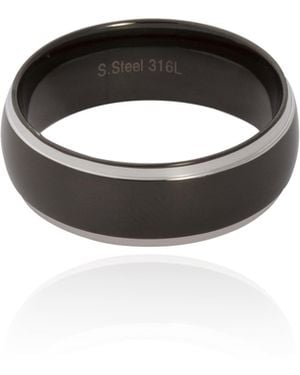 The Jewellery Stockroom Gent's Stainless Steel Gent Wedding Band Ring - Black