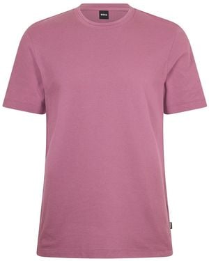 BOSS Tiburt Bubble Structure Cotton Short Sleeve T-Shirt - Purple