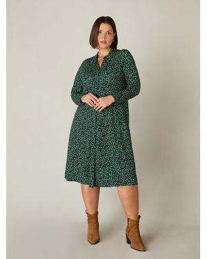 Live Unlimited Relaxed Printed Shirt Dress - Green