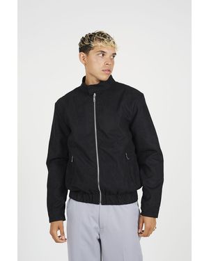 Brave Soul Faux Suede Bomber Jacket - Black