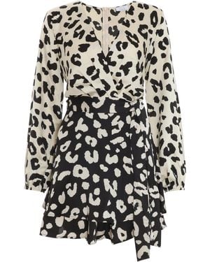 Quiz Cream Print Wrap Playsuit - White