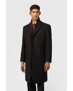 Alexandre Silver Label Single Breasted Long Sleeve Four Button Overcoat - Black