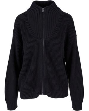 Urban Classics Gebreid Vest Met Rits Voor - Zwart