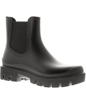 Wynsors Chunky Ankle Wellies Stamp Slip On - Black