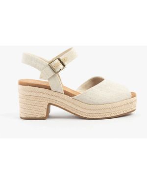 TOMS Isla Peep Toe Sandals Natural - White