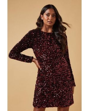Oasis Occasion Sequin Shoulder Pad Mini Dress - Black