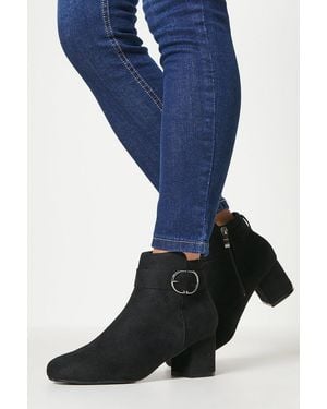 Good for the Sole Wide Fit Mariya Buckle Detail Ankle Boots - Blue