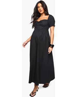 Boohoo Maternity Cotton Milkmaid Midaxi Skater Dress - Black
