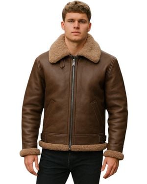 Infinity Leather B3 Ww2 Sheepskin Flying Aviator Jacket-Paarl - Brown