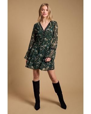 Oasis Flared Gathered Mini Dress - Multicolour