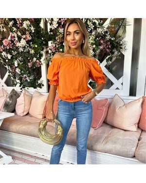 AX Paris Off The Shoulder Frill Detail Top - Orange