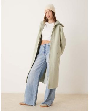 ASOS Knit Collar Longline Coat - Blue