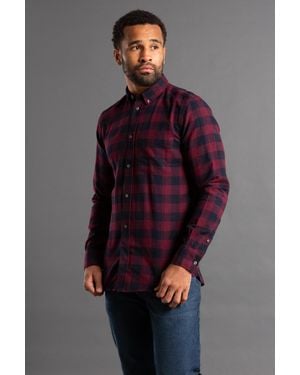 French Connection Cotton Large Gingham Flannel Long Sleeve Shirt - Multicolour