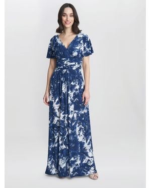 Gina Bacconi Emily Jersey Maxi A-Line Dress - Blue