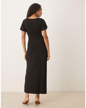 ASOS Corset Detail Midi Tea Dress - Black