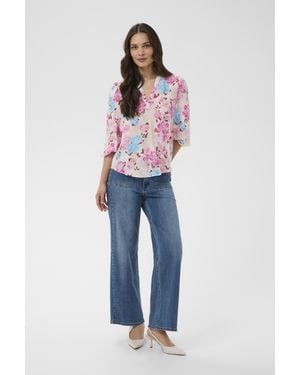 Kaffe Blouse Met Lange Mouwen Kahaisley Blouse Met Lange Mouwen Loose Fit - Blauw