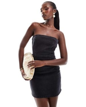 ASOS Denim Bandeau Bodycon Mini Dress - Black