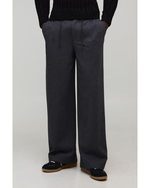 BoohooMAN Relaxed Fit Half & Waistband Textured Trouser - Black