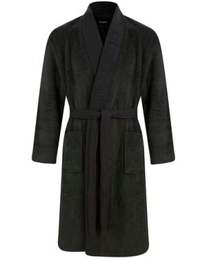 Lyle & Scott And Jacquard Text Dressing Gown - Black