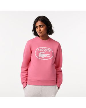 Lacoste Loose Fit Organic Cotton Fleece Sweatshirt - Pink