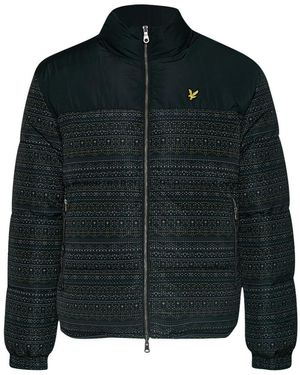 Lyle & Scott Fair Isle Reversible Puffer Jacket - Black