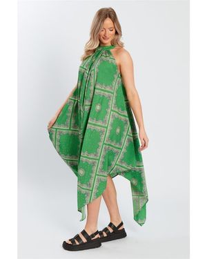 VIOLET ROMANCE Halter Neck Midi A-Line Dress - Green