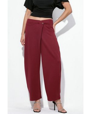 Busem High-Waist Wide-Leg Crepe Trousers - Red