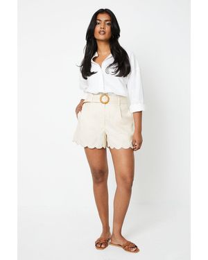 Oasis Linen Belted Tailored Shorts - White