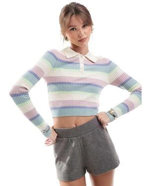 ONLY Cropped Knitted Polo - Grey