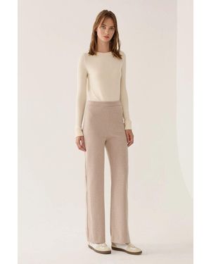 Hiccup Elastic Waist Straight Leg Trousers - Natural