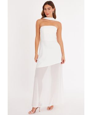 Quiz Glitter Mesh Hem Maxi Dress - White