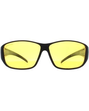 Montana Rectangle Matte Polarized Fo4 Fit Over Glasses Night Driving Sunglasses - Yellow