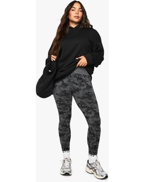 Boohoo Plus Active Camo Seamless Gym Leggings - Black