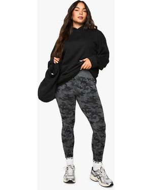 Boohoo Plus Active Camo Seamless Gym Leggings - Black