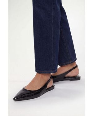 Wallis Mabel Croc Faux Leather Pointed Slingback Flats - Blue