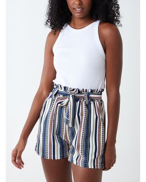Pink Vanilla Stripe Belted Shorts - White
