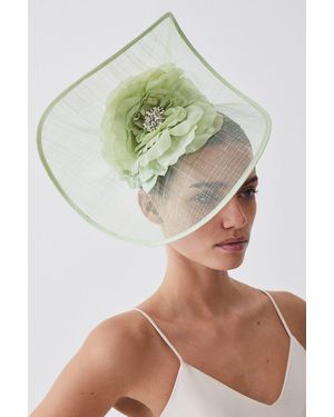 Karen Millen Flower Trim Headband Fascinator - Green