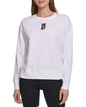 DKNY Puff Logo Crew Neck Pullover Wht - White