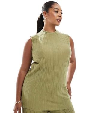 Vero Moda Plisse Sleeveless Top Co-Ord - Green